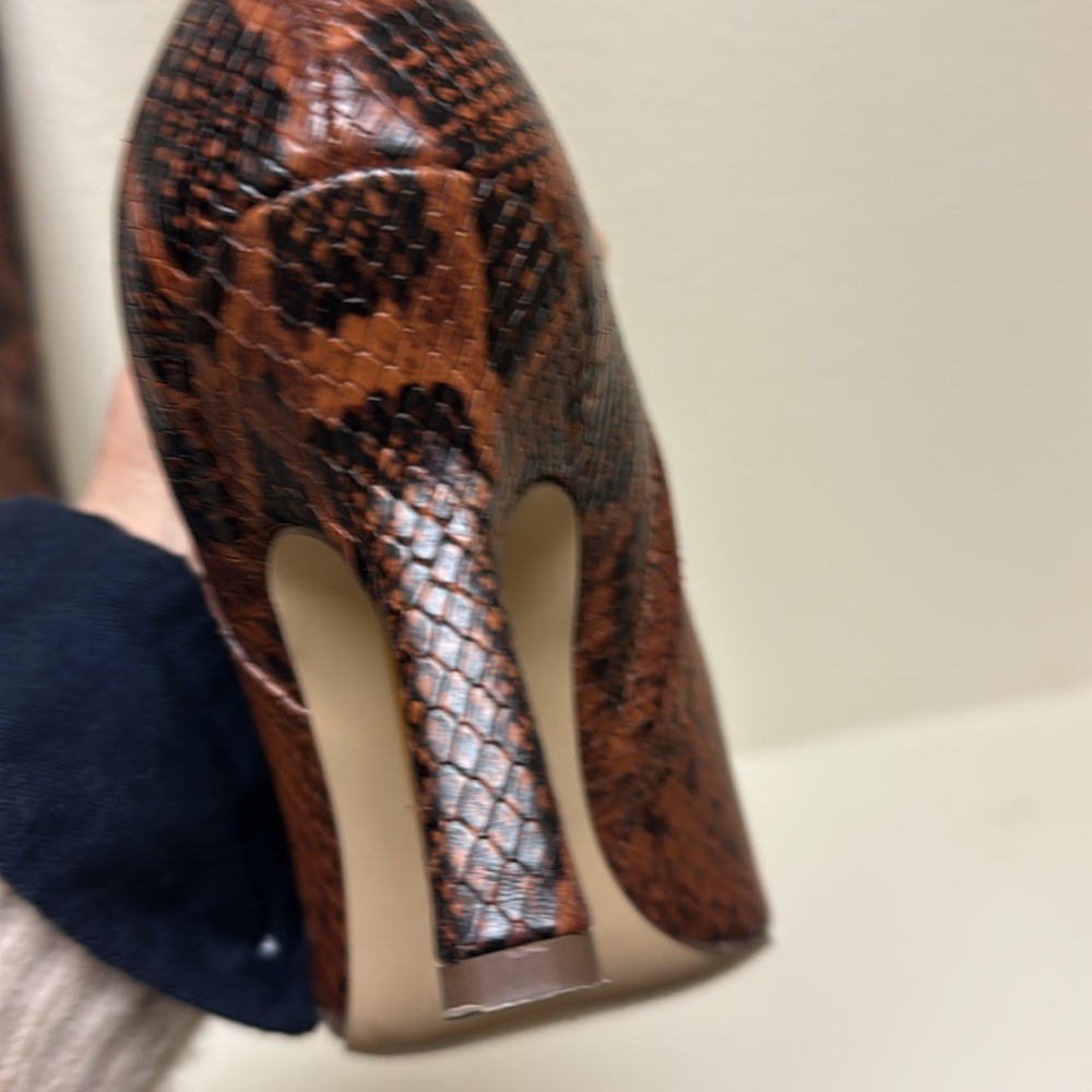 Sam Edelman Brown Snake Print Heeled Boots - Picture 10 of 11